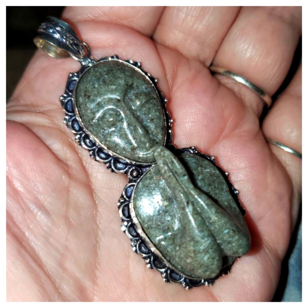 HandCarved Moss Agate  goddess